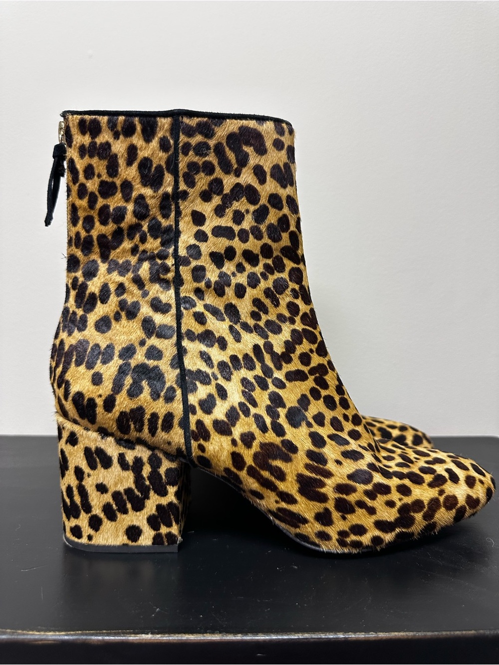 J. Crew Leopard-Print Block Heel Ankle Boots - Black & Tan